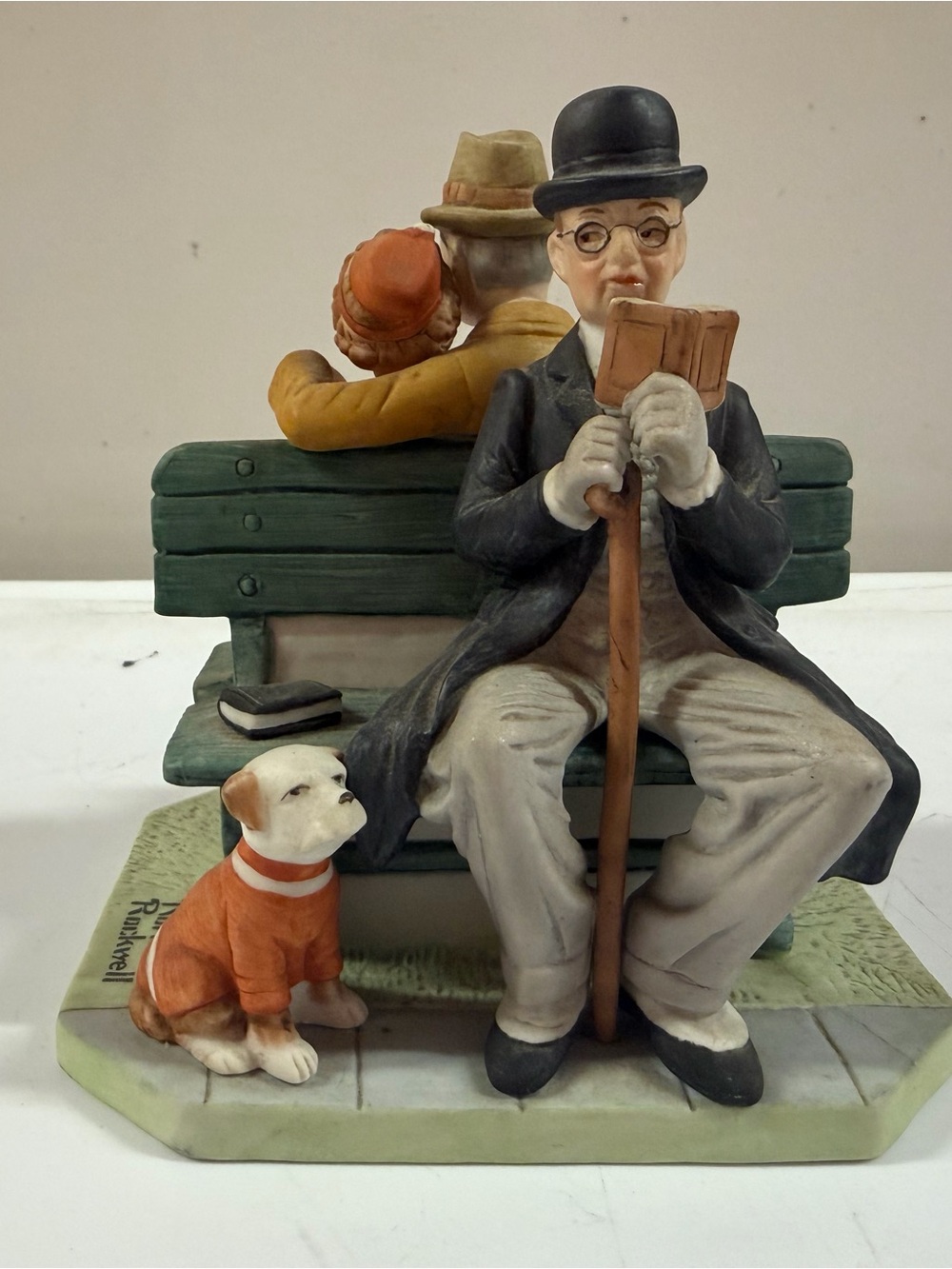 Vintage Norman Rockwell Figurine Danbury Mint Park Bench Series II 1980